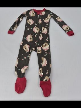 BURTS BEES Christmas Bear Baby Footed Pajama Organic Cotton 24 Months